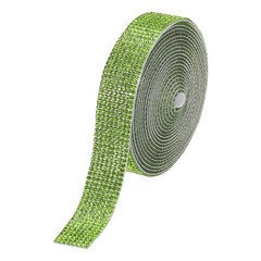 0.7 Inch Self Adhesive Rhinestone Strips 3 Yard for Crafts,Light Green
