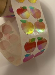 Vintage Great 7 Sticker Designs Roll Of Shiny Apple Sticker Squares