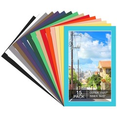 11″ x 17″ Picture Mats Mixed Colors Frame Mattes For 9″ x 15″ Art Kit 15PK