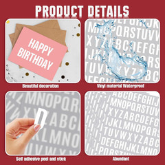 10 Sheet Small Letter Stickers, 1 Inch White Vinyl Self Adhesive | Alphabet Numb
