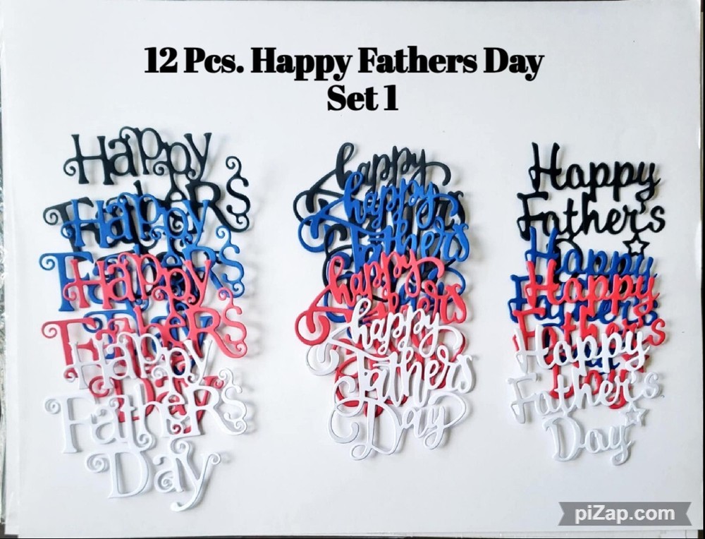 12 PCS. HAPPY FATHERS DAY PAPER DIECUT EMBELISHMENT FOR SCRAPBOOK AND CARD DECOR