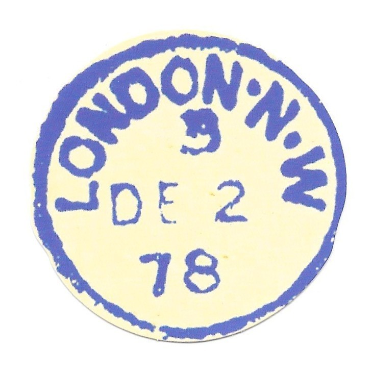 London NW 1978 Postmark Travel Stamp Vinyl Die Cut Scrapbook Journal Decal