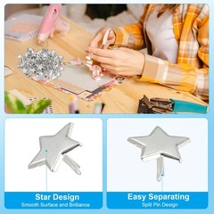 100 Pcs Mini Metal Star Paper Clips, for Brads, 0.6″x0.4″, Silver