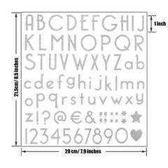 790 Pieces 10 Sheets Letters Stickers Self Adhesive Glitter 1 Inch Silver
