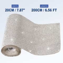Bling Rhinestone Sheet Self-Adhesive Sticker 200×20 Cm 78.7×7.9 Inch White,1pcs