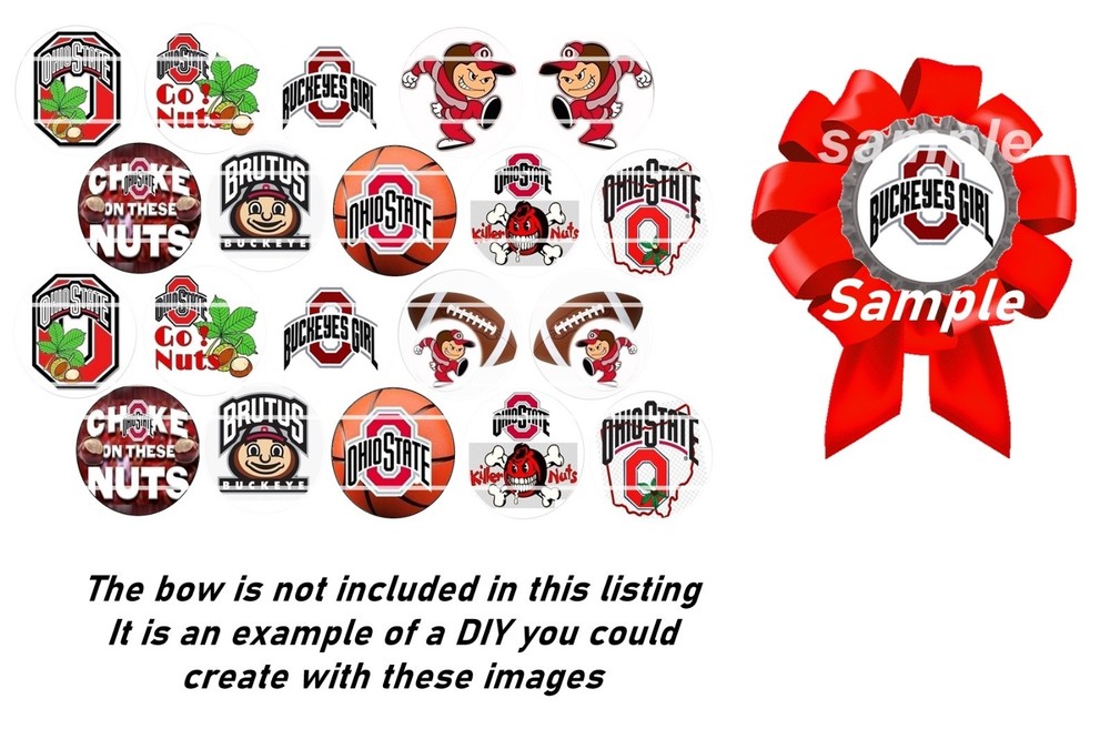 Bottle Cap Images (25mm) 1″ ~ Precut ~ Ohio State Inspired Images