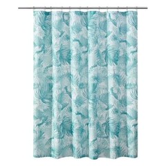 Green Printed, Ribbed Textured Shower 72″W x 72″L (Pack of 1) Palm Leaves