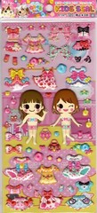Q-Lia Vintage Girls Dress Up Rare Puffy Sticker Sheet