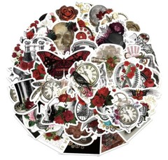10pcs Gothic Steampunk Roses And Sculls Stickers. Scrapbook, Craft