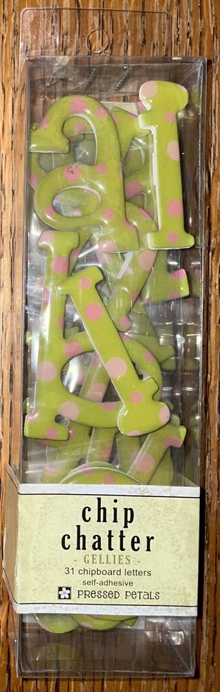 Pressed Petals Chip Chatter Gellies Lime Dot 31 Chipboard Alphabet Alpha Letters