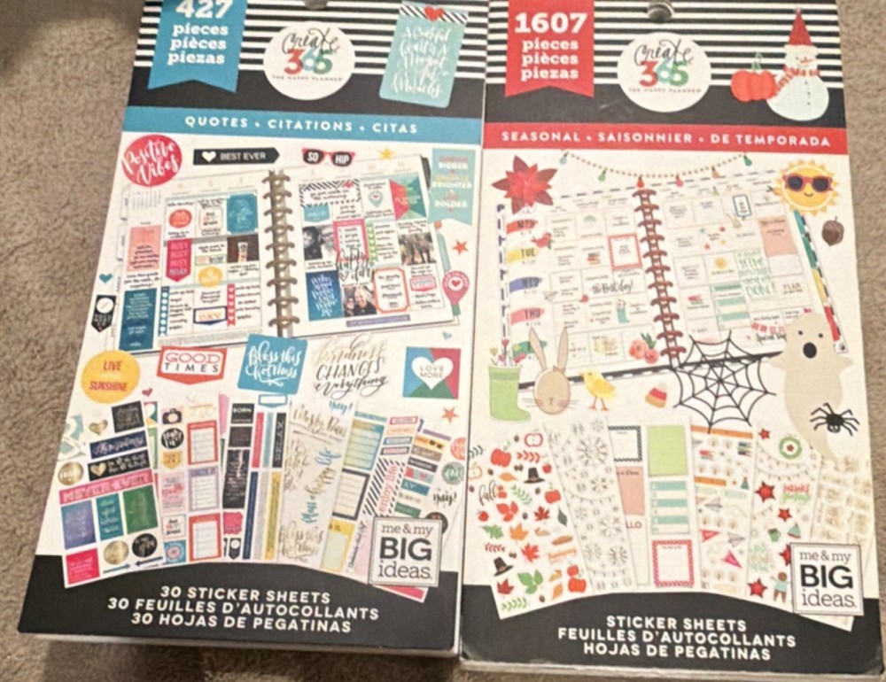 Me & My Big Ideas Sticker Book Lot Multicolor Planner Theme Variety Pack of 4