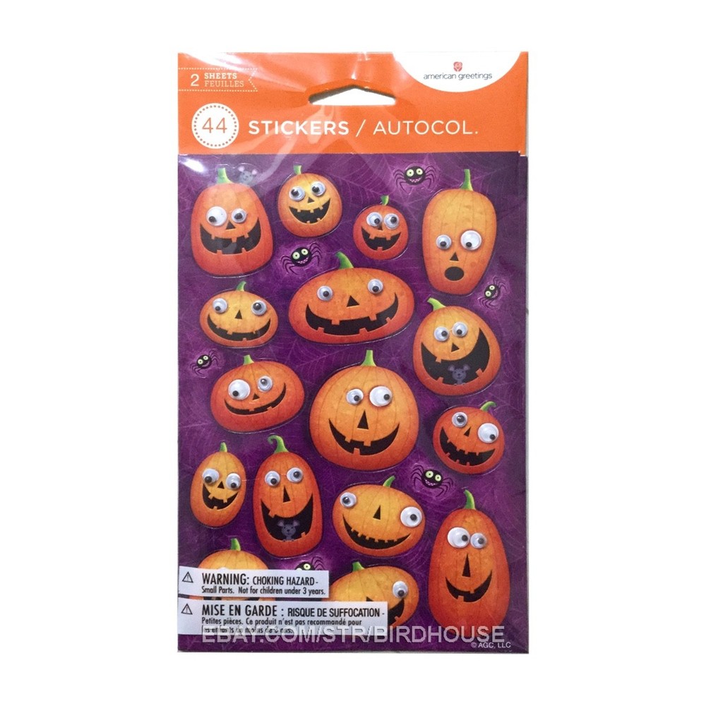 Jack O Lantern Halloween Stickers Pumpkin Google Eye Craft Embellishments
