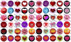 60 Precut 1″ VALENTINE’S DAY Bottle cap Images Set A