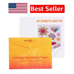 Tear-Resistant Printable Vinyl Stickers – 30 Sheets for Inkjet & Laser Printers