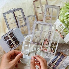 60pcs Vintage Textured Cardstock Window Frame Stickers for Scrapbooking & Journa