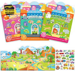 3 Sets Reusable Sticker Book,Sticker Books for Kids,Puffy Stickers for Toddlers,