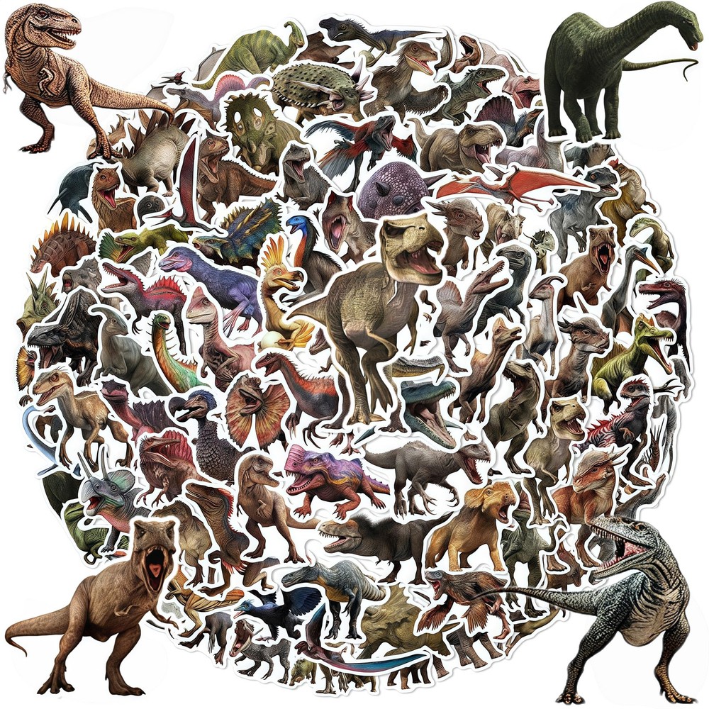 100 Pcs Jurassic Dinosaur Stickers Waterproof Vinyl Dino Stickers for Laptop