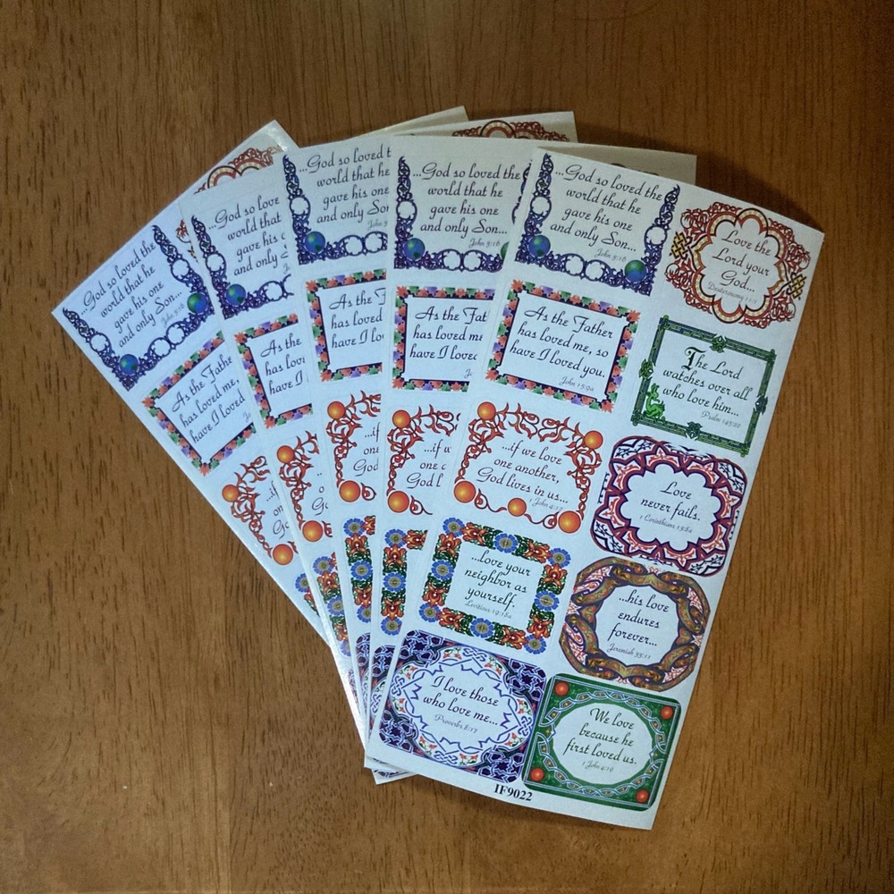 50pc 5 Sheet Vintage Jesus Faith Christian Bible Verse Stickers Laptop Scrapbook