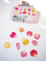 Q-Lia Japanese Gold Foil Flowers Stickers/Pack of 40/ Pink Petals