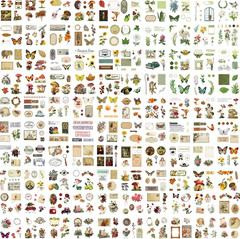 510PCS Floral Scrapbook Stickers Kit Vintage Flowers Butterfly Mushroom Fall Ma