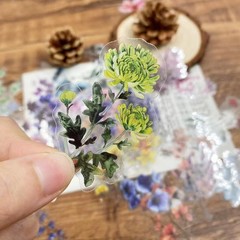 Wildflower Watercolor Stickers 50Pc, Resin Art Card Making, Multicolor