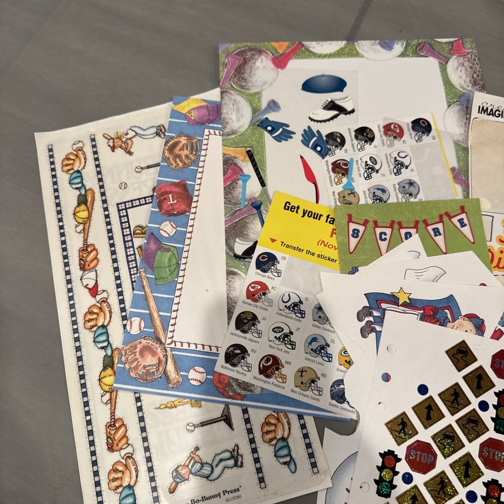 Sports, Tools, Scrapbooking paper, stickers, embellishments