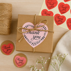 50pcs Thank You Stickers Heart Shape 2 Inch Labels for Packaging & Gifts