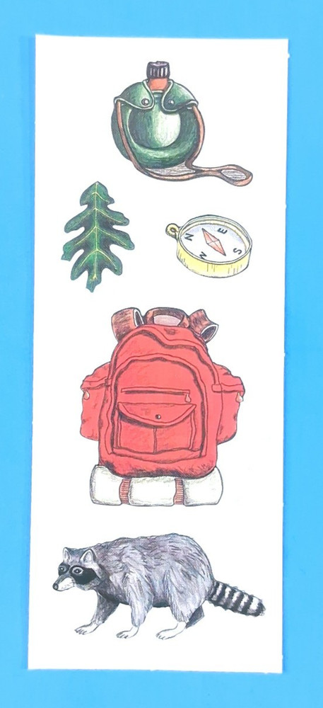 Vintage Creative Memories Hiking Gear Backpack Compass Canteen Sticker Sheet