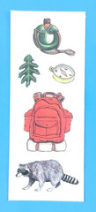 Vintage Creative Memories Hiking Gear Backpack Compass Canteen Sticker Sheet
