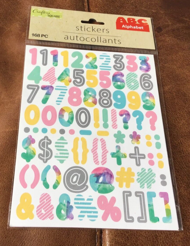 2 LARGE CRAFTER’S SQUARE Sheets PASTEL COLORS 123 & PUNCTUATION 168 STICKERS *