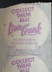 Vintage 1984 Lisa Frank Stickers Cat and Teddy Bear Strip of 3 Mod Large Circles