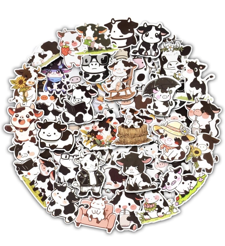 10 MYSTERY STICKERS Cute Cow JOURNAL PLANNER WATER BOTTLE Luggage Notebooks