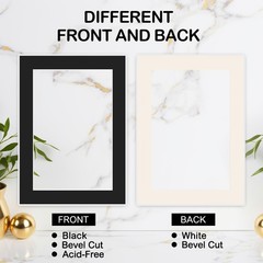 15 PCS 12×16 Inch Black Picture Mats Fits 8.5×11 Inch Photo Bevel Cut Core