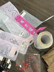 Lot of Scrapbooking Supplies. Burlap, Letters, Stencils, Paper, Hot Glue Guns,++