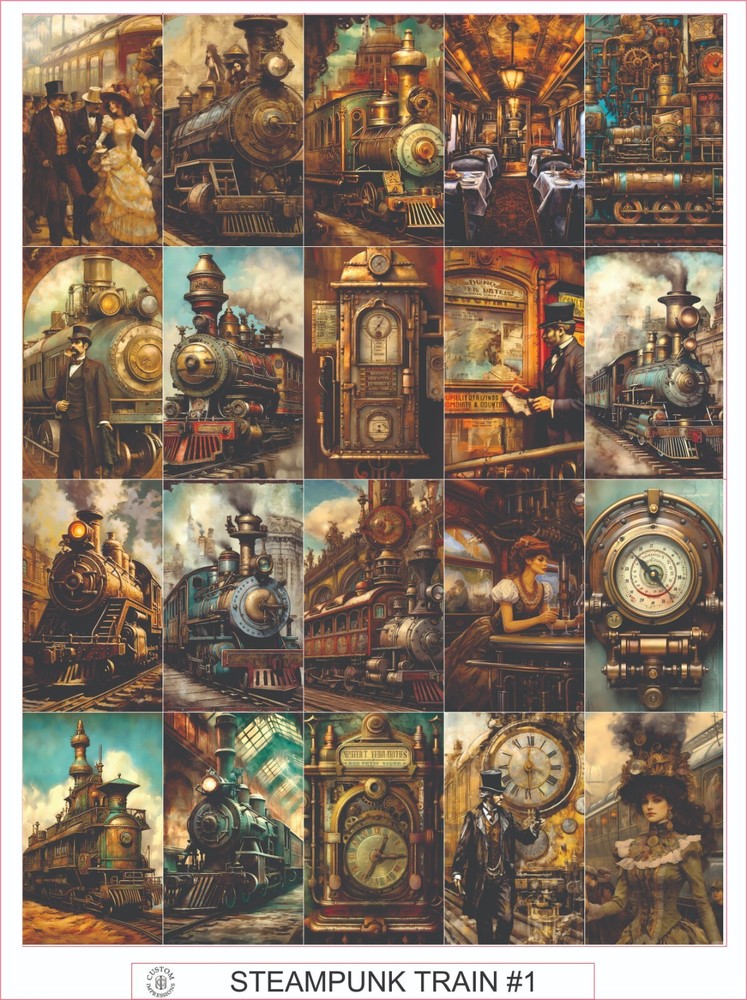 STEAMPUNK TRAIN #1 – COMPLETE SHEET OF 20 STICKERS