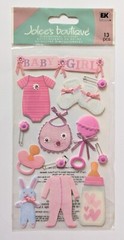 Jolee’s Baby Girl Scrapbooking Stickers Clothes Bib Rattle Bottle Bunny Pacifier