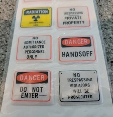 Vintage 80s trend Puffy Stickers SEALED Road Signs danger, private stick ons