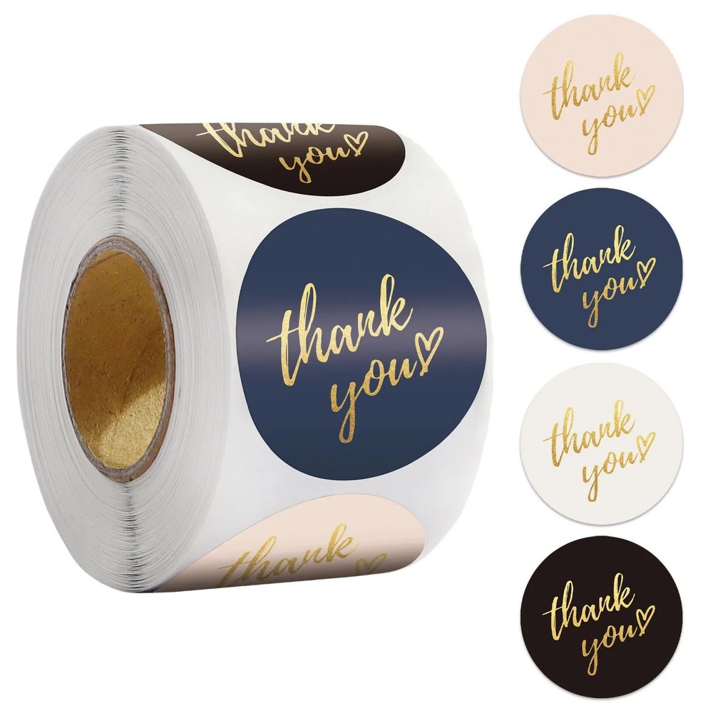 Roll of 500 Sticker Thank You Stickers Self-Adhesive for Packaging For Gifts 1″