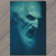 STICKER Vampire Elder Snarling Fangs Dark Gothic Portrait