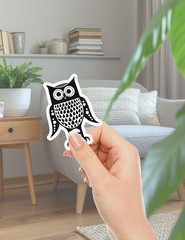 Black and White Owl Die Cut Vinyl Stickers Set Scrapbooking Laptop Waterbottle