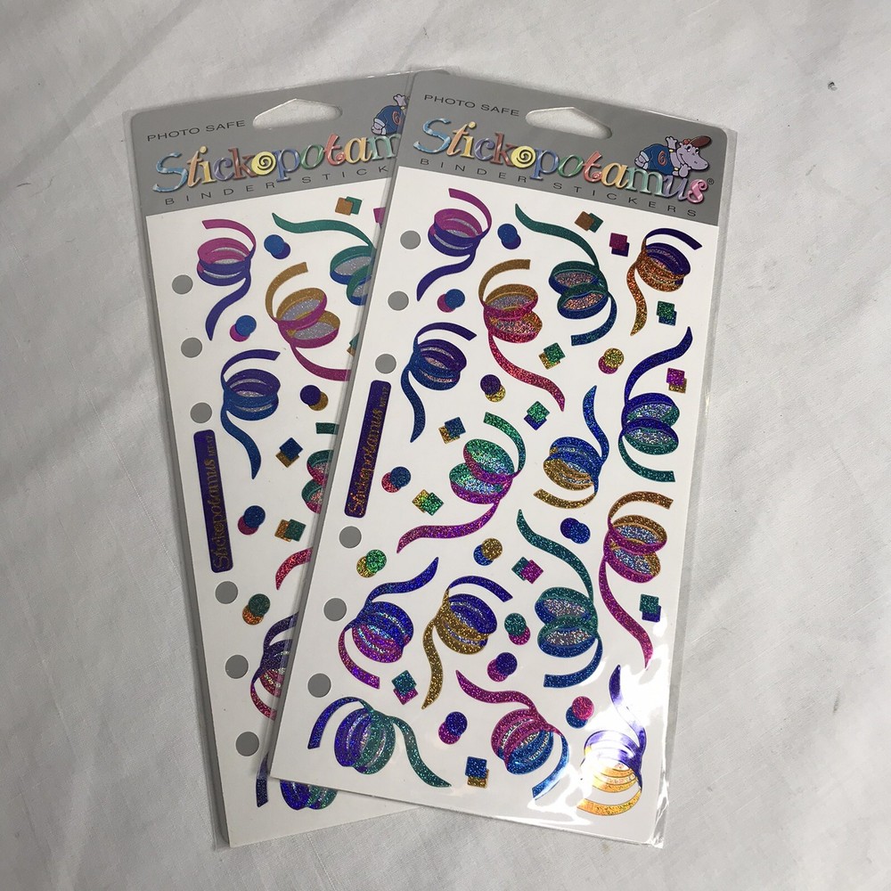 Vintage Stickopotamus Confetti Binder Stickers SPMT17 Birthday Party Ribbons New