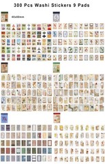 300 Pcs Vintage Washi Stickers 6 Sets Floral Tickets Journaling Scrapbook Planne