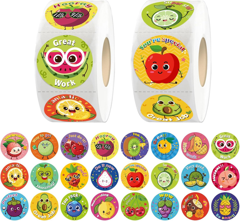 1200 Pieces Reward Stickers for Teachers, Adorable Fruit Incentive Stickers Enco