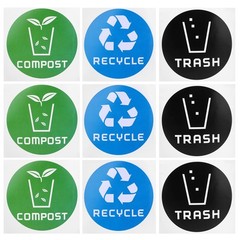 60Pcs/Set Round Recycle Trash Compost Sticker Decal For Trash Cans Garbage C EJJ
