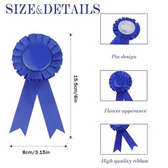 Blank Award Ribbon 12 Pieces Blue 1st 2nd 3rd Place Rosette for Competition