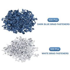 1000 PCS Paper Brass Fasteners Split Pins, Dark Blue/White, 4.5 x 8 mm