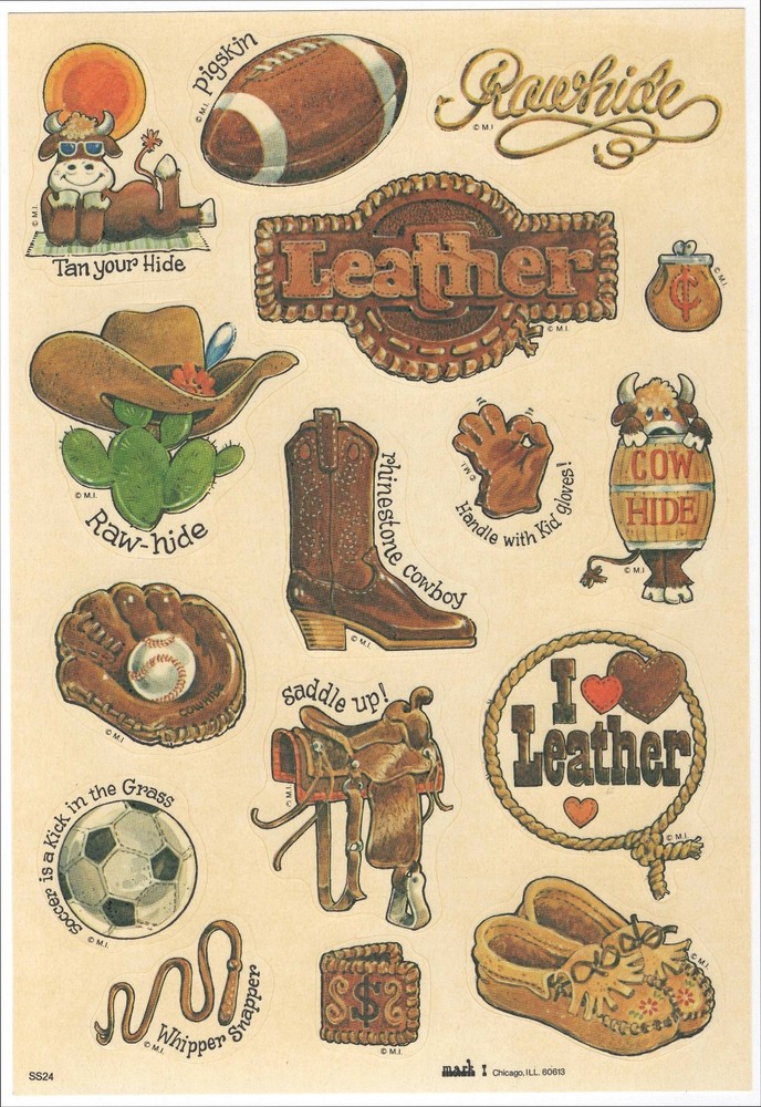 Vintage 1980’s MARK I Celebrity Scratch & Sniff Stickers LEATHER Scented Sheet