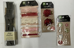 Lot of (32) Scrapbooking Supplies 12 X 12 Paper, Embellishments w/Free Shipping