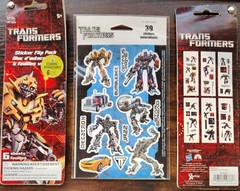 NOS lot of 3 Transformers Stickers 1 Sheet 2010 Pkg and 2 Flip Packs 2011