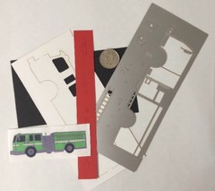 RED/WHT FIRE ENGINE Laser Die-Cut Kit(Makes 1Truck)Deluxe Cuts•Emergency Vehicle
